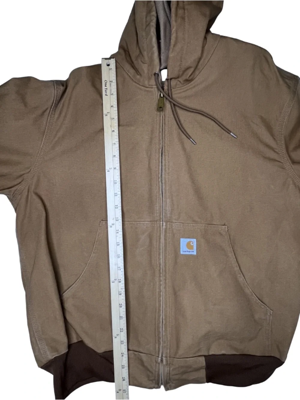 Carhartt J131 tan Duck Active Jacket USA Made Hooded Work Jacket Large Regular